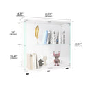 Two-door Glass Display Cabinet 2 Shelves with Door, Floor Standing Curio Bookshelf for Living Room Bedroom Office, 33.35"*31.69"*14.37",White - Supfirm