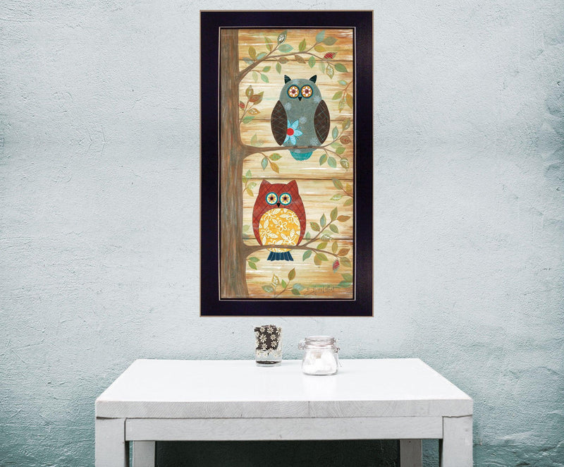 Supfirm "Two Wise Owls" By Annie LaPoint, Printed Wall Art, Ready To Hang Framed Poster, Black Frame - Supfirm