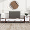 U-Can 3 Piece TV Stand set, 1 TV Stand and 2 End Tables with Drawers and Embossed Patterns for Living Room, Brown+White - Supfirm