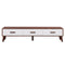 U-Can Modern TV Stand with 3 Drawers Adorned with Embossed Patterns for 65+ Inch TV, Rectangle Entertainment Center with Ample Storage Space for Living Room, Brown+White - Supfirm