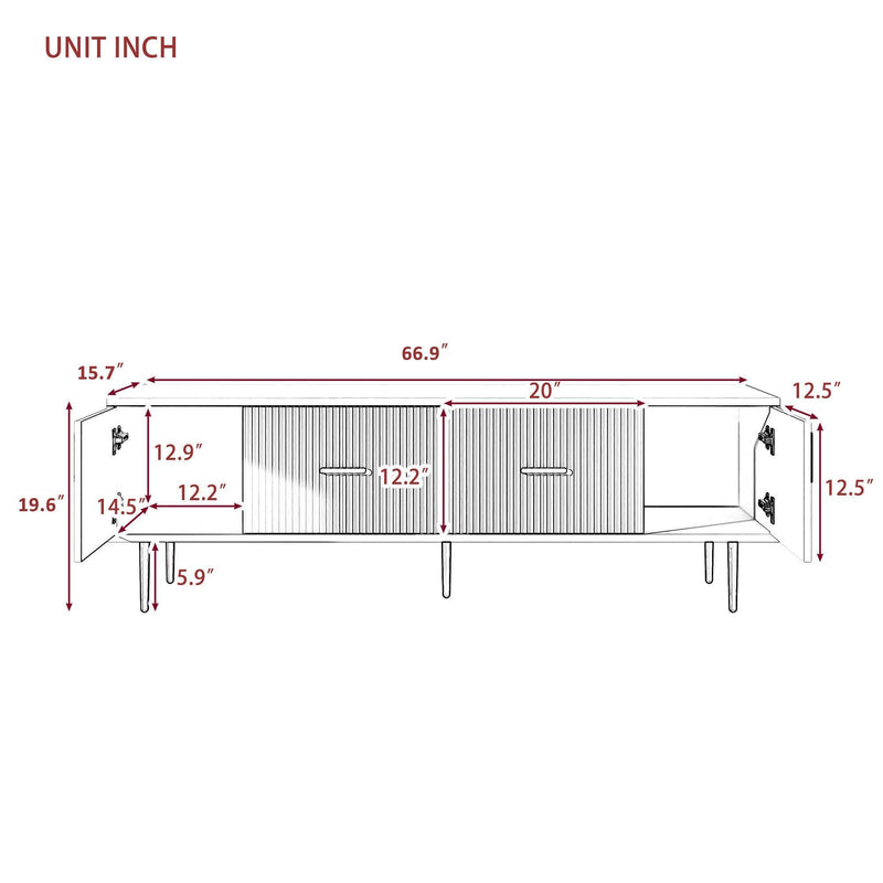 U-Can Modern TV Stand with 5 Champagne Legs - Durable, Stylish and Spacious, TVs Up to 75'' - Supfirm