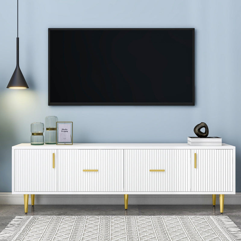 U-Can Modern TV Stand with 5 Champagne Legs - Durable, Stylish and Spacious, TVs Up to 75'' - Supfirm