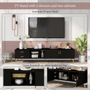 U-Can Modern TV Stand with 5 Champagne legs - Durable, stylish, spacious, versatile storage TVS up to 77" (Black) - Supfirm