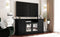 U-Can TV Stand for TV up to 65in with 2 Tempered Glass Doors Adjustable Panels Open Style Cabinet, Sideboard for Living room, Black - Supfirm