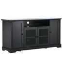 U-Can TV Stand for TV up to 65in with 2 Tempered Glass Doors Adjustable Panels Open Style Cabinet, Sideboard for Living room, Black - Supfirm