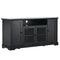 U-Can TV Stand for TV up to 65in with 2 Tempered Glass Doors Adjustable Panels Open Style Cabinet, Sideboard for Living room, Black - Supfirm