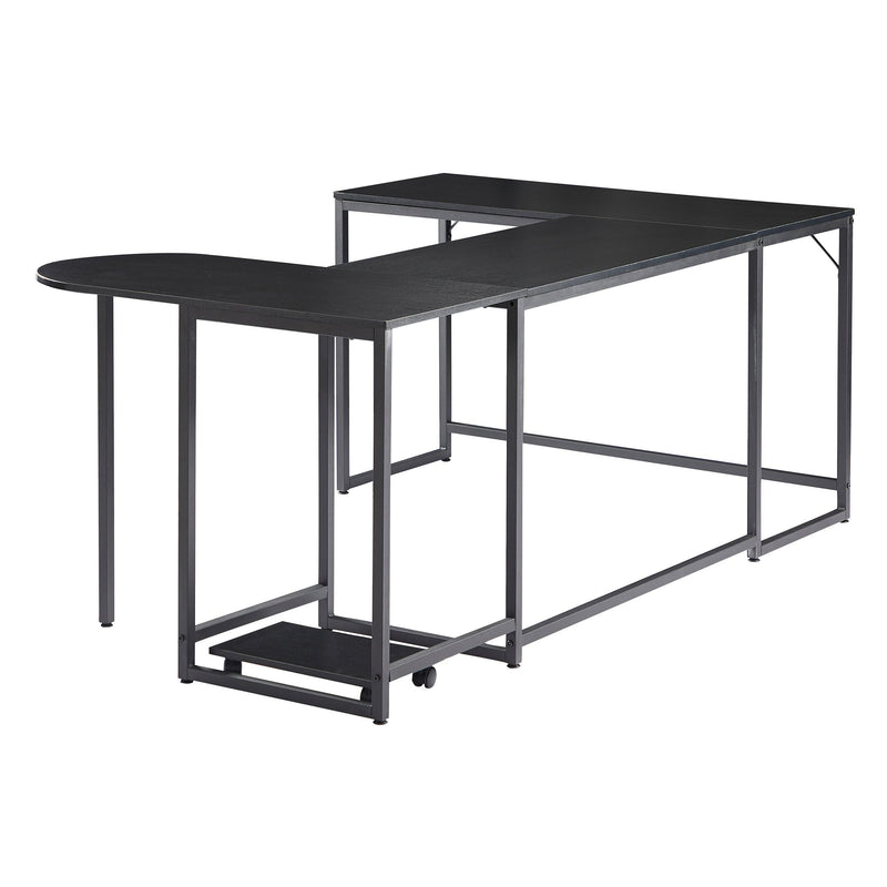 U-shaped Computer Desk, Industrial Corner Writing Desk with CPU Stand, Gaming Table Workstation Desk for Home Office (Black) (OLD SKU: WF198675AAB) - Supfirm