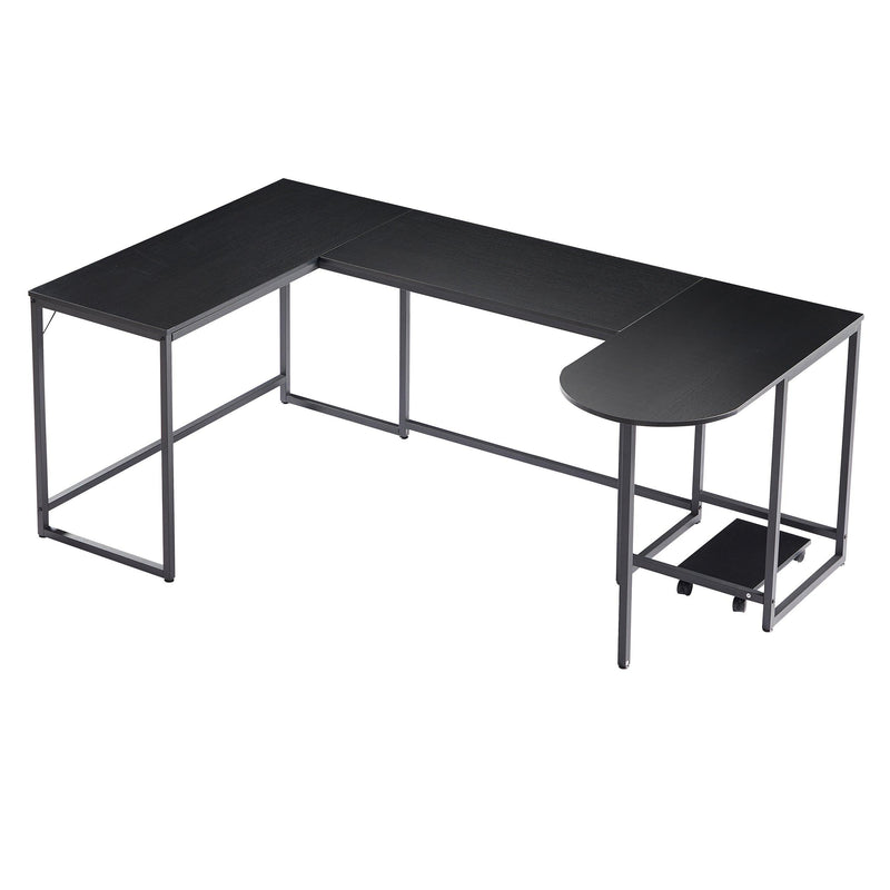 U-shaped Computer Desk, Industrial Corner Writing Desk with CPU Stand, Gaming Table Workstation Desk for Home Office (Black) (OLD SKU: WF198675AAB) - Supfirm