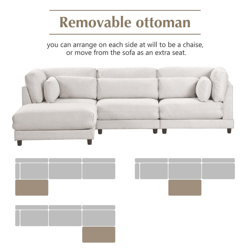 U_STYLE 2 Pieces L shaped Sofa with Removable Ottomans and comfortable waist pillows - Supfirm