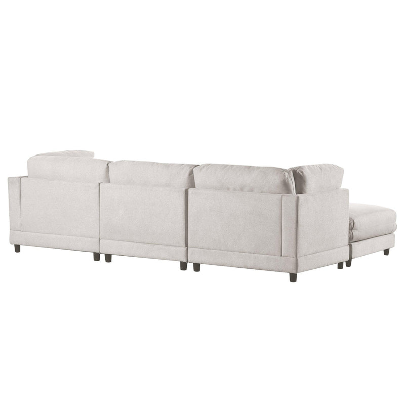 U_STYLE 2 Pieces L shaped Sofa with Removable Ottomans and comfortable waist pillows - Supfirm