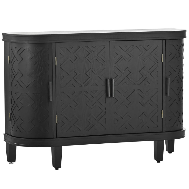 U-Style Accent Storage Cabinet Sideboard Wooden Cabinet with Antique Pattern Doors for Hallway, Entryway, Living Room, Bedroom - Supfirm