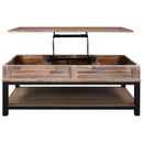 U-style Lift Top Coffee Table with Inner Storage Space and Shelf (As same As WF198291AAN) - Supfirm