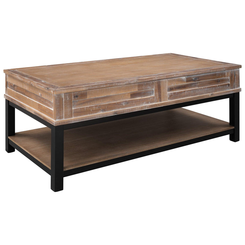 U-style Lift Top Coffee Table with Inner Storage Space and Shelf (As same As WF198291AAN) - Supfirm