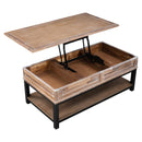 U-style Lift Top Coffee Table with Inner Storage Space and Shelf (As same As WF198291AAN) - Supfirm