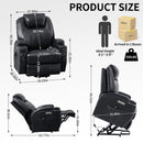 Up to 350lbs Okin Motor Power Lift Recliner Chair for Elderly, Heavy Duty Motion Mechanism with 8-Point Vibration Massage and Lumbar Heating, Two Cup Holders and USB Charge Port, Black - Supfirm