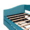 Upholstered Daybed Sofa Bed Twin Size With Trundle Bed and Wood Slat ,Blue - Supfirm