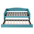 Upholstered Daybed Sofa Bed Twin Size With Trundle Bed and Wood Slat ,Blue - Supfirm