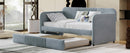 Upholstered Daybed Sofa Bed Twin Size With Trundle Bed and Wood Slat, Gray - Supfirm