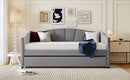 Upholstered Daybed Sofa Bed Twin Size With Trundle Bed and Wood Slat ,Gray - Supfirm