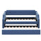 Upholstered Daybed with Trundle, Wood Slat Support,Upholstered Frame Sofa Bed , Twin,Blue - Supfirm