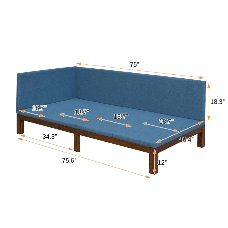 Upholstered Daybed/Sofa Bed Frame Twin Size Linen-Blue - Supfirm