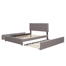 Upholstered Platform Bed with 2 Drawers and 1 Twin XL Trundle, Linen Fabric, Queen Size - Light Gray(OLD SKU :LP000314AAN) - Supfirm