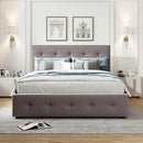 Upholstered Platform Bed with 2 Drawers and 1 Twin XL Trundle, Linen Fabric, Queen Size - Light Gray(OLD SKU :LP000314AAN) - Supfirm