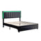 Upholstered Platform Bed with LED Lights and Two Motion Activated Night Lights,Queen Size Storage Bed with Drawer, Black - Supfirm