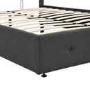 Upholstered Platform Bed with Underneath Storage,Full Size,Gray - Supfirm