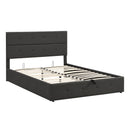 Upholstered Platform Bed with Underneath Storage,Queen Size,Gray - Supfirm