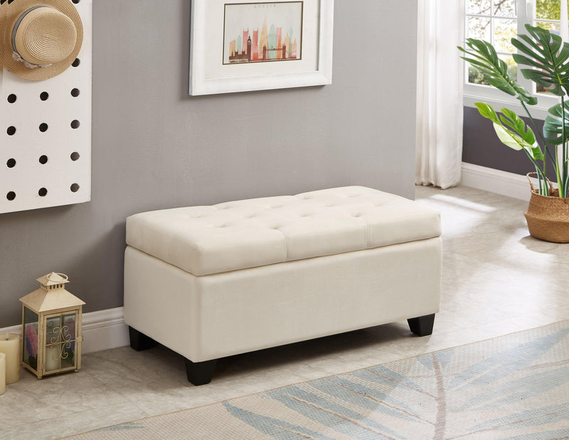 Upholstered storage rectangular bench for Entryway Bench,Bedroom end of Bed bench foot of the Bed,Bench Entryway,Light beige Velvet Fabric - Supfirm