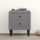 Upholstered Wooden Nightstand with 2 Drawers,Fully Assembled Except Legs and Handles,Velvet Bedside Table-Gray - Supfirm