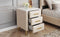 Upholstered Wooden Nightstand with 3 Drawers and Metal Legs&Handles,Fully Assembled Except Legs&Handles,Bedside Table with Marbling Worktop - Beige - Supfirm