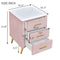 Upholstered Wooden Nightstand with 3 Drawers and Metal Legs&Handles,Fully Assembled Except Legs&Handles,Bedside Table with Marbling Worktop - Pink - Supfirm