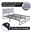 V4 Metal Bed Frame 14 Inch Queen Size with Headboard and Footboard, Mattress Platform with 12 Inch Storage Space - Supfirm