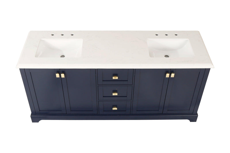 Vanity Sink Combo featuring a Marble Countertop, Bathroom Sink Cabinet, and Home Decor Bathroom Vanities - Fully Assembled Blue 72-inch Vanity with Sink 23V02-72NB - Supfirm