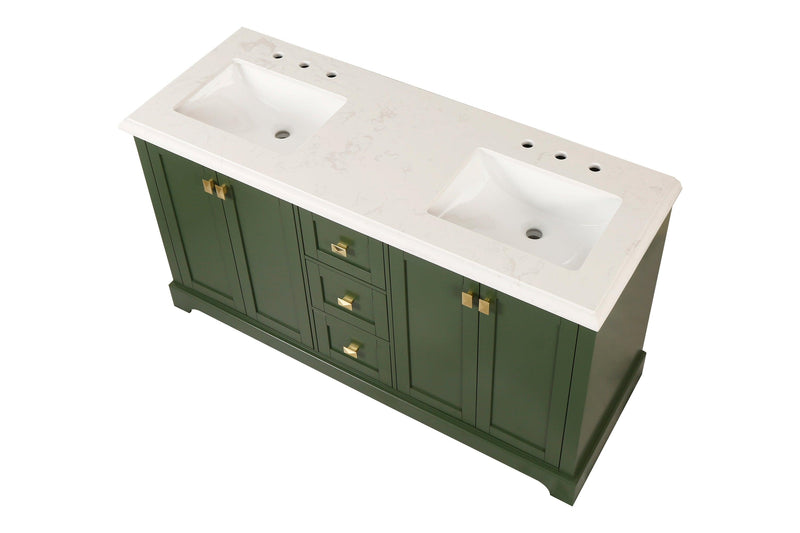 Vanity Sink Combo featuring a Marble Countertop, Bathroom Sink Cabinet, and Home Decor Bathroom Vanities - Fully Assembled Green 60-inch Vanity with Sink 23V02-60VG - Supfirm