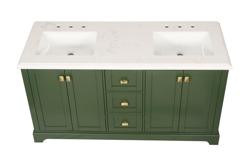 Vanity Sink Combo featuring a Marble Countertop, Bathroom Sink Cabinet, and Home Decor Bathroom Vanities - Fully Assembled Green 60-inch Vanity with Sink 23V02-60VG - Supfirm