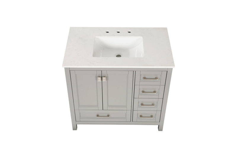 Vanity Sink Combo featuring a Marble Countertop, Bathroom Sink Cabinet, and Home Decor Bathroom Vanities - Fully Assembled Grey 36-inch Vanity with Sink 23V03-36GR - Supfirm