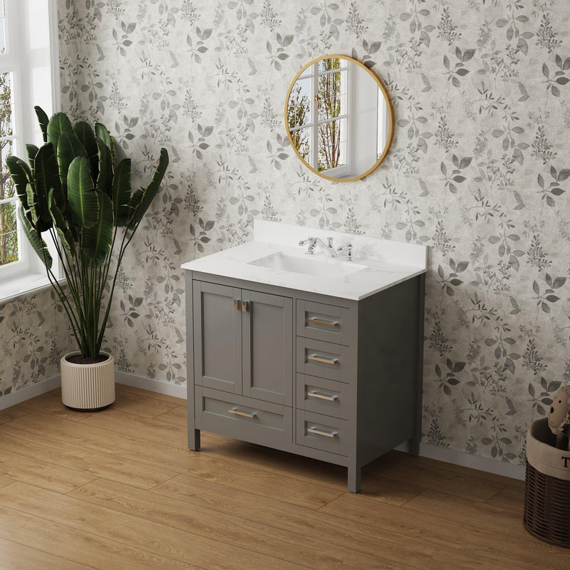 Vanity Sink Combo featuring a Marble Countertop, Bathroom Sink Cabinet, and Home Decor Bathroom Vanities - Fully Assembled Grey 36-inch Vanity with Sink 23V03-36GR - Supfirm