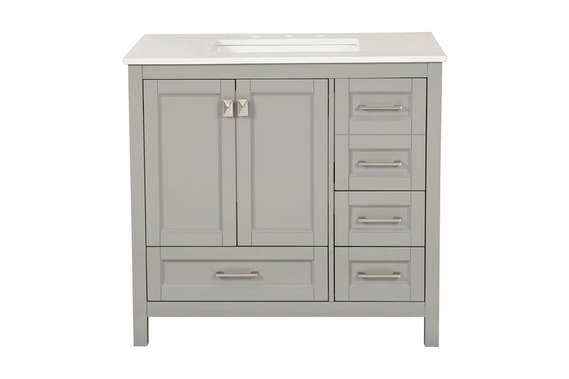 Vanity Sink Combo featuring a Marble Countertop, Bathroom Sink Cabinet, and Home Decor Bathroom Vanities - Fully Assembled Grey 36-inch Vanity with Sink 23V03-36GR - Supfirm