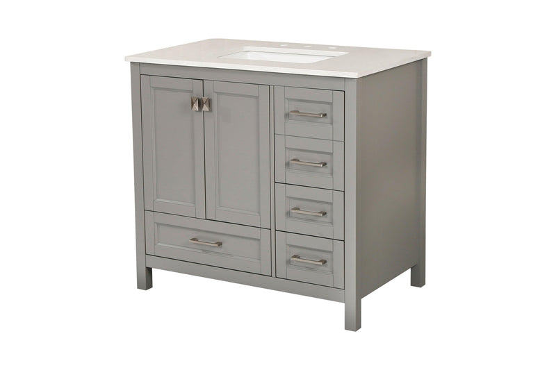 Vanity Sink Combo featuring a Marble Countertop, Bathroom Sink Cabinet, and Home Decor Bathroom Vanities - Fully Assembled Grey 36-inch Vanity with Sink 23V03-36GR - Supfirm