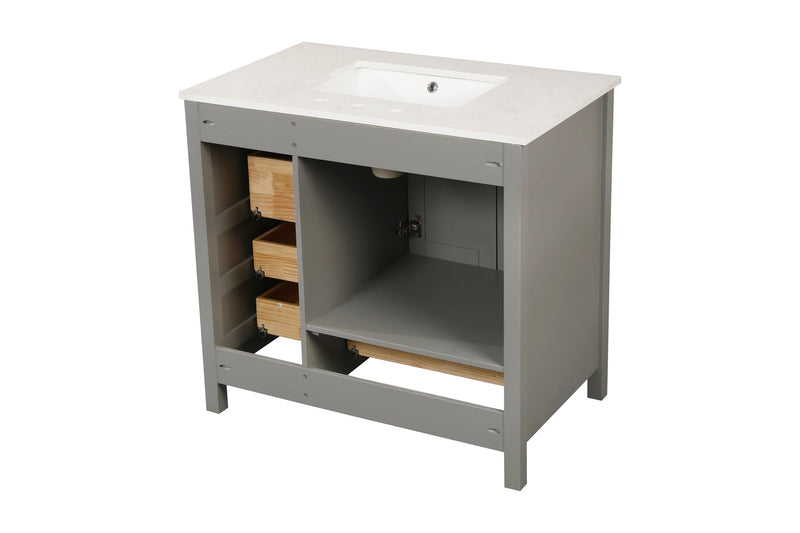 Vanity Sink Combo featuring a Marble Countertop, Bathroom Sink Cabinet, and Home Decor Bathroom Vanities - Fully Assembled Grey 36-inch Vanity with Sink 23V03-36GR - Supfirm