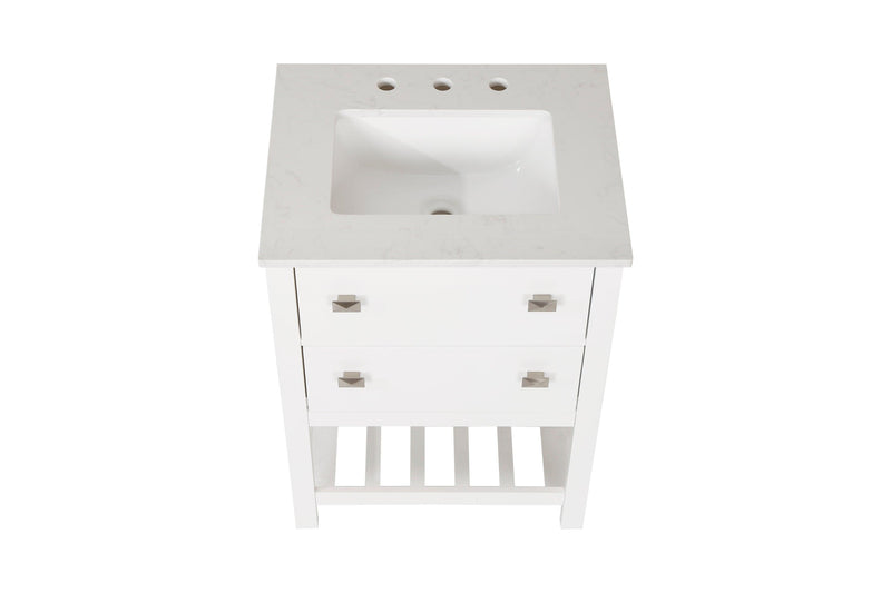 Vanity Sink Combo featuring a Marble Countertop, Bathroom Sink Cabinet, and Home Decor Bathroom Vanities - Fully Assembled White 24-inch Vanity with Sink 23V01-24WH - Supfirm