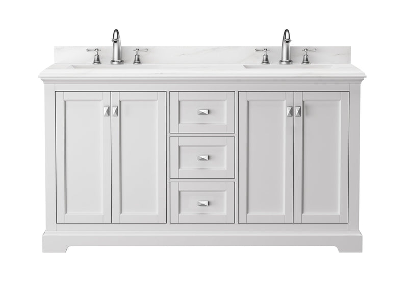 Vanity Sink Combo featuring a Marble Countertop, Bathroom Sink Cabinet, and Home Decor Bathroom Vanities - Fully Assembled White 60-inch Vanity with Sink 23V02-60WH - Supfirm