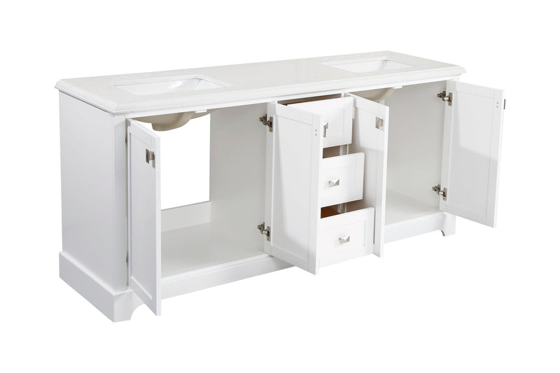 Vanity Sink Combo featuring a Marble Countertop, Bathroom Sink Cabinet, and Home Decor Bathroom Vanities - Fully Assembled White 72-inch Vanity with Sink 23V02-72WH - Supfirm