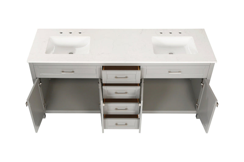 Vanity Sink Combo featuring a Marble Countertop, Bathroom Sink Cabinet, and Home Decor Bathroom Vanities - Fully Assembled White 72-inch Vanity with Sink 23V03-72GR - Supfirm