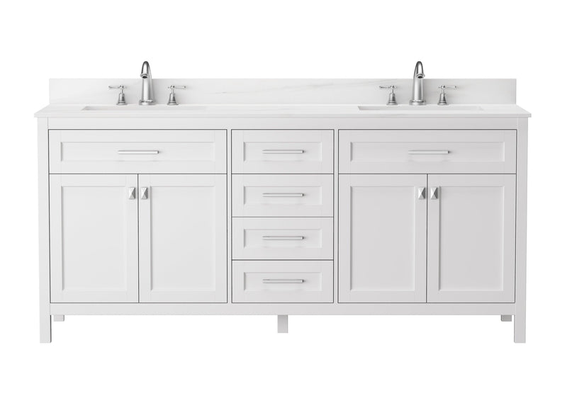 Vanity Sink Combo featuring a Marble Countertop, Bathroom Sink Cabinet, and Home Decor Bathroom Vanities - Fully Assembled White 72-inch Vanity with Sink 23V03-72WH - Supfirm