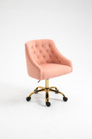 Velvet Fabric Pink Desk Chair for Home Office, Swivel Task Modern Design Chairs Bedroom Girls Women, - Supfirm