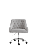 Velvet Office Swivel Chair, Vanity Chair, Fabric Desk Chair, Pretty Fancy Chair, Gold Office Chair for Girls, 360°Swivel Height Adjustable Reception Chair, Light Grey - Supfirm